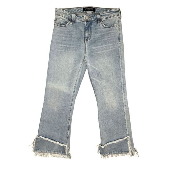 Liverpool Women’s 4 Hannah Cropped Flare Jeans Light Wash Fringe Denim - Picture 3 of 8